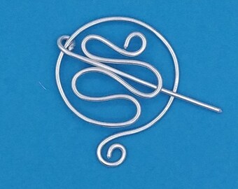 Squiggle Question Mark Shawl Pin, Aluminium Wire Pin, Wrap Fastener, Knitting & Crochet Accessory, Gift - FREE CAD SHIPPING