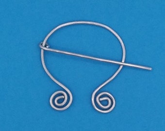 Traditional  Penannular Shawl Pin, Aluminium Wire Pin, Wrap Fastener, Knitting & Crochet Accessory, Gift - FREE CAD SHIPPING