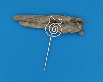 Cat Shawl Stick Pin, Aluminum Wire Jewelry, Knitting & Crochet Accessory, Cowl Closure, Wrap Fastener, Gift For Her - FREE CAD SHIPPING