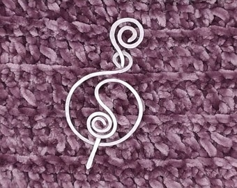 Yin Yang Spiral Shawl Pin, Hammered Wire Pin, Wrap Fastener, Knitting & Crochet Accessory, Gift, Stocking Stuffer - FREE CAD SHIPPING