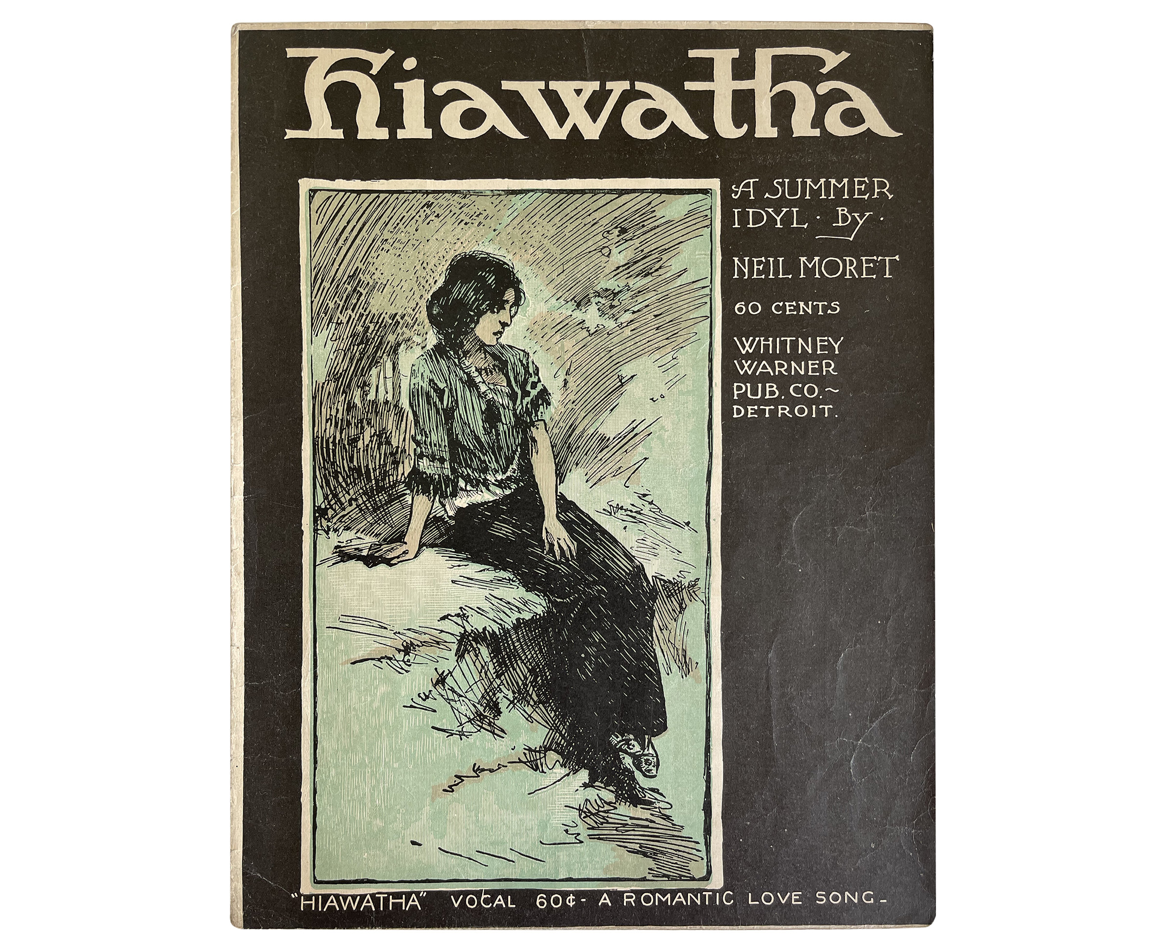 Vintage Sheet Music, Hiawatha, Music Cover, Small Wall Art, Gift for Musician, Old Piano Music, Musical Antique, Classical Love Song Book