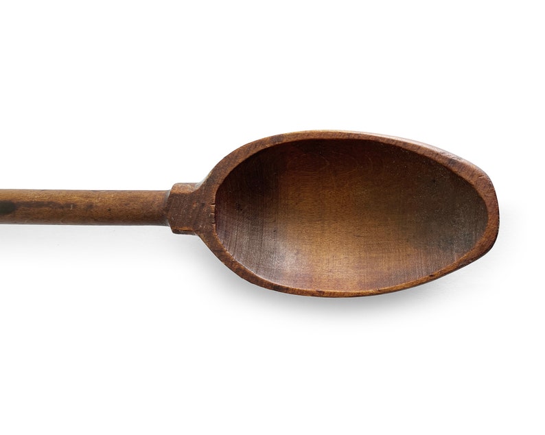 Antique Hand Carved Wooden Cooking Spoon, Primitive Kitchen Utensil image 2