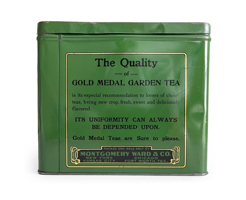 Vintage Gold Medal Tea Tin: Rustic Kitchen Storage, Antique Large Metal ...