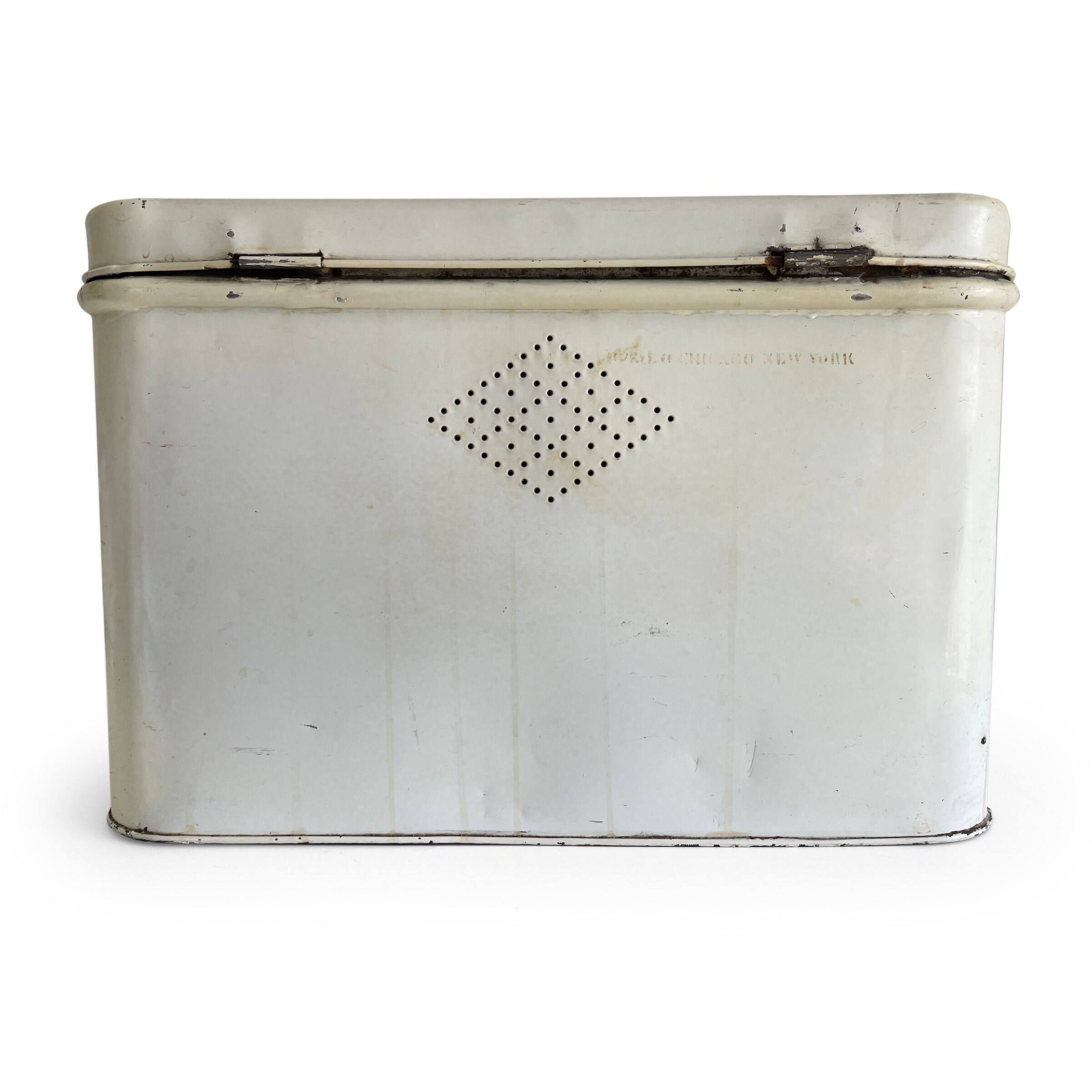 TG,LLC Treasure Gurus White Enamel Metal Bread Box Bread Keeper Holder Breadbox Container Kitchen Counter Food Storage Rustic Countertop Decor