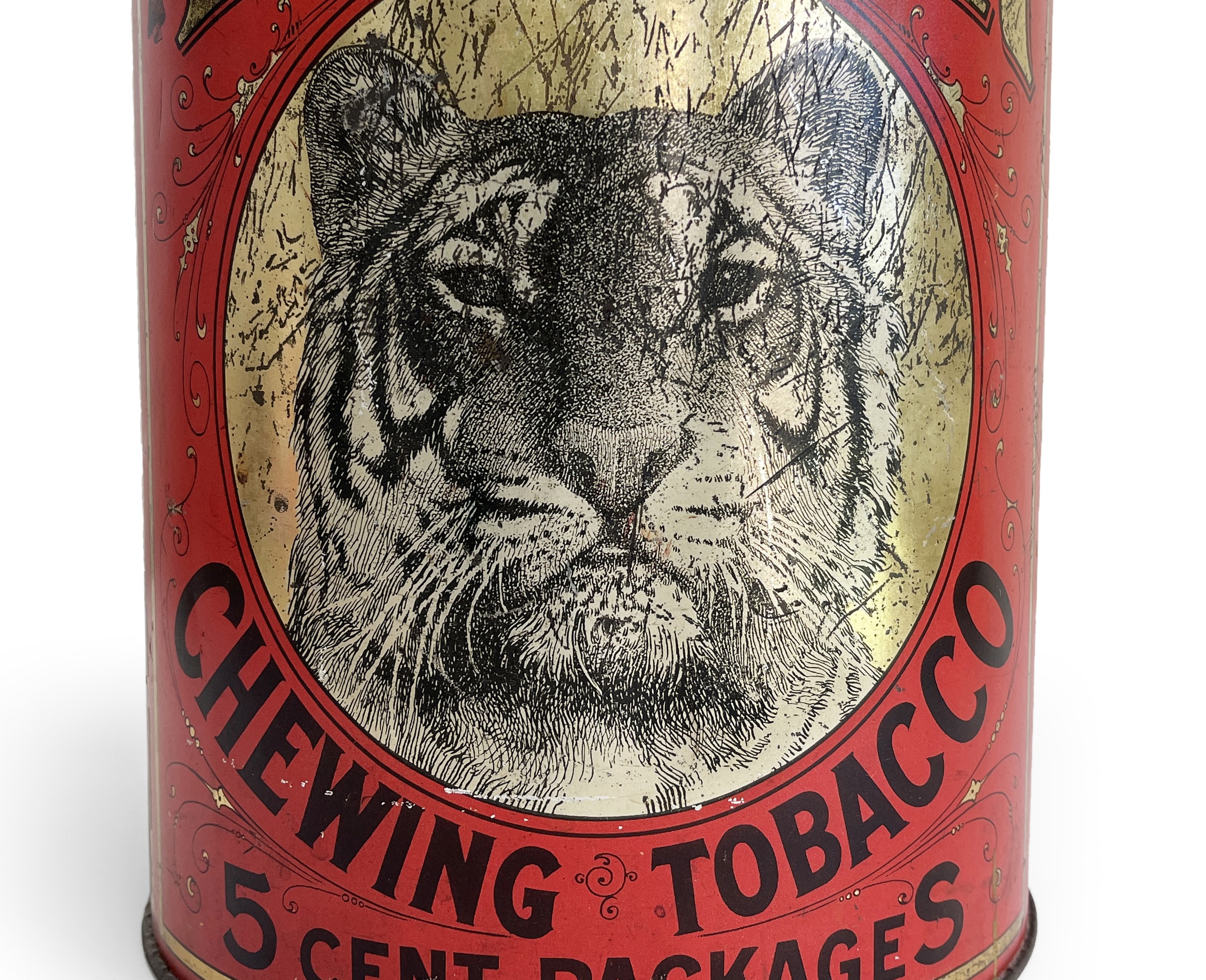 Vintage Tiger Chewing Tobacco Tin Canister, General Store Advertising  Display