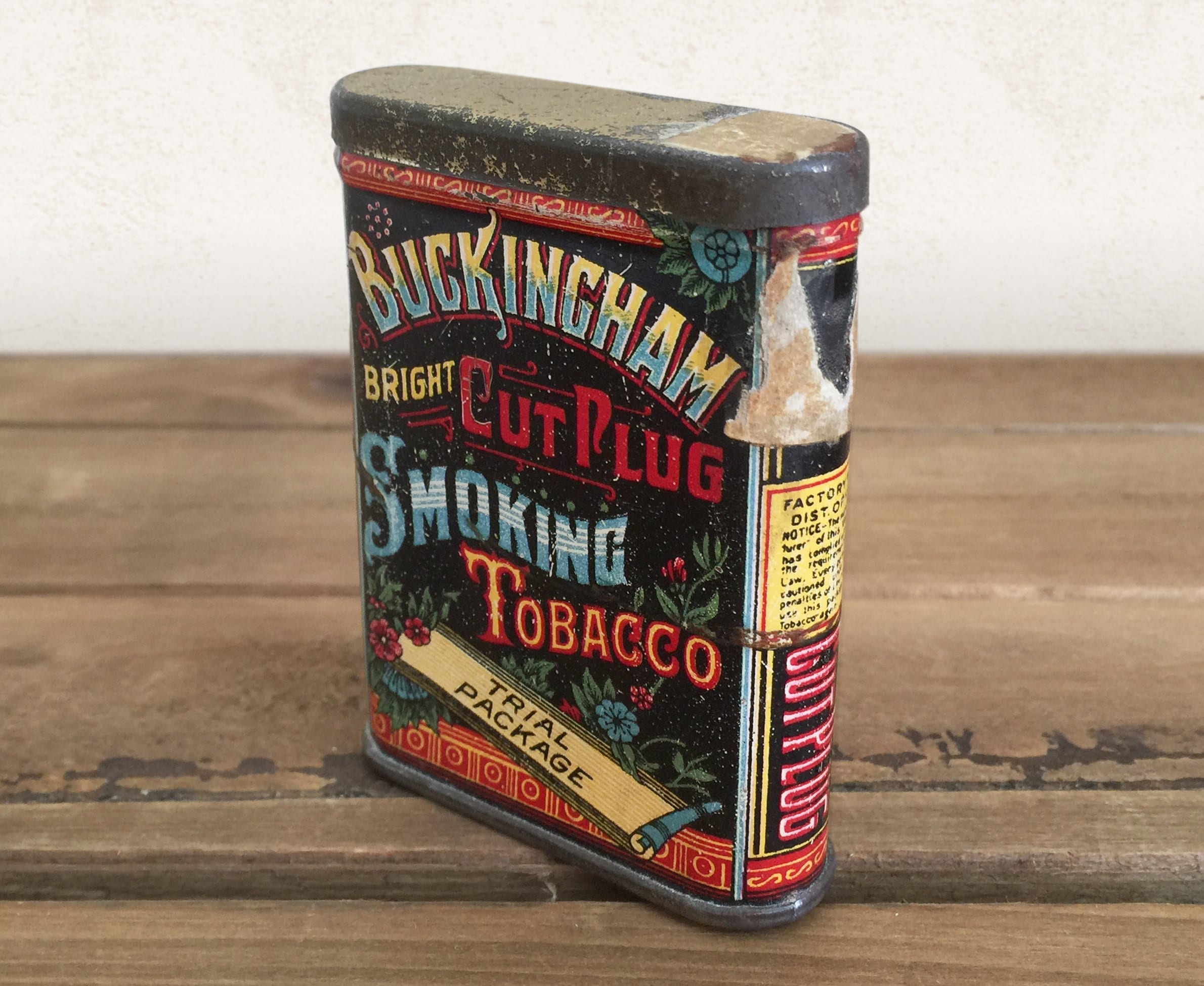 buckingham tobacco tin Buckingham Bright Sample Tobacco Tin, Buckingham Trial Package, Vintage Tobacco  Can, General Store Advertising Tins, Rustic Shelf Decor