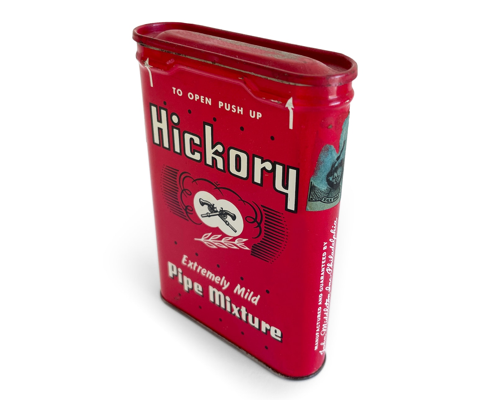 Vintage Tobacco Tin Hickory Pocket Tobacco Can Tobacco Etsy