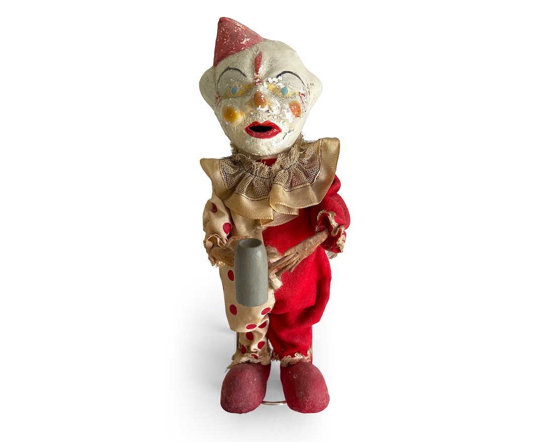 2 Clowns Articulés Anciens – Papier Mâché Et Bois, Allemagne Fin XIXe