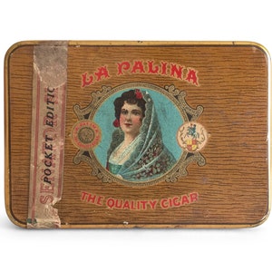 Vintage Cigar Box, La Palina Pocket Edition Tin, Tobacco Advertising, Cigar Can, Small Metal Box, General Store Tins, Stash Box