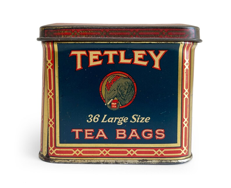 Vintage Tea Tins Tetley Tea Bags Tin Rustic Kitchen Etsy