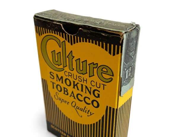 Vintage Culture Crush Cut Pocket Tobacco Box With Full Tax Stamp, Antique  Advertising Tobacciana Package