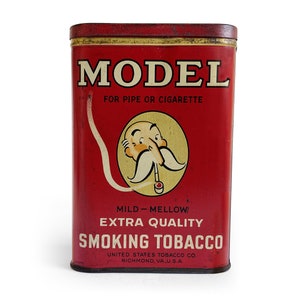 Boîte de conserve de tabac de poche, modèle vintage, Magasin général, Publicité sur le tabac, Étui à cigarettes en métal, Objet de collection Tobacciana, Ferblanterie ancienne