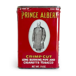 Vintage Tobacco Tin, Prince Albert Pocket Tobacco Can, Tobacco Advertising, Red Metal Can, Stash Box, Metal Cigarette Case, Small Storage