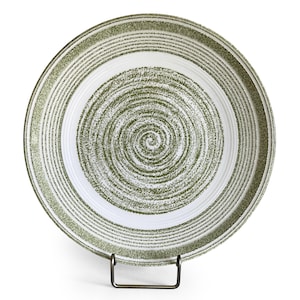 Vintage El Verde Dinner Plate, Mid Century Ironstone Dinnerware, Max Schonfeld, Green Swirl, Spiral, Colorful China Table Setting, MSM