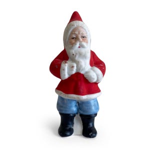 Vintage Bisque Santa Claus Figurine, Made in Germany, Hand Painted Christmas Decoration, Small Ceramic Old Saint Nick Holiday Ornament
