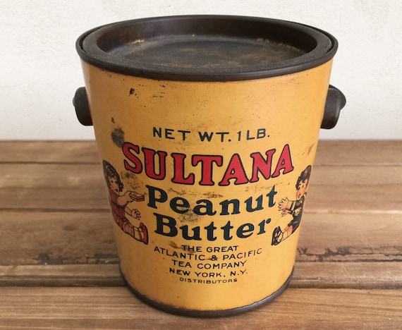 Vintage Peanut Butter Tin, Sultana Peanut Butter Pail 1 LB