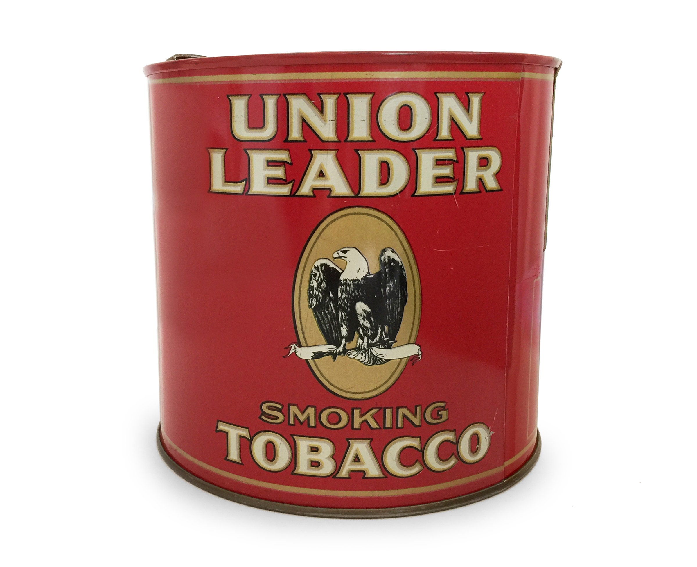 Vintage Tobacco Tin, Union Leader Tobacco Canister Key Wind Lid