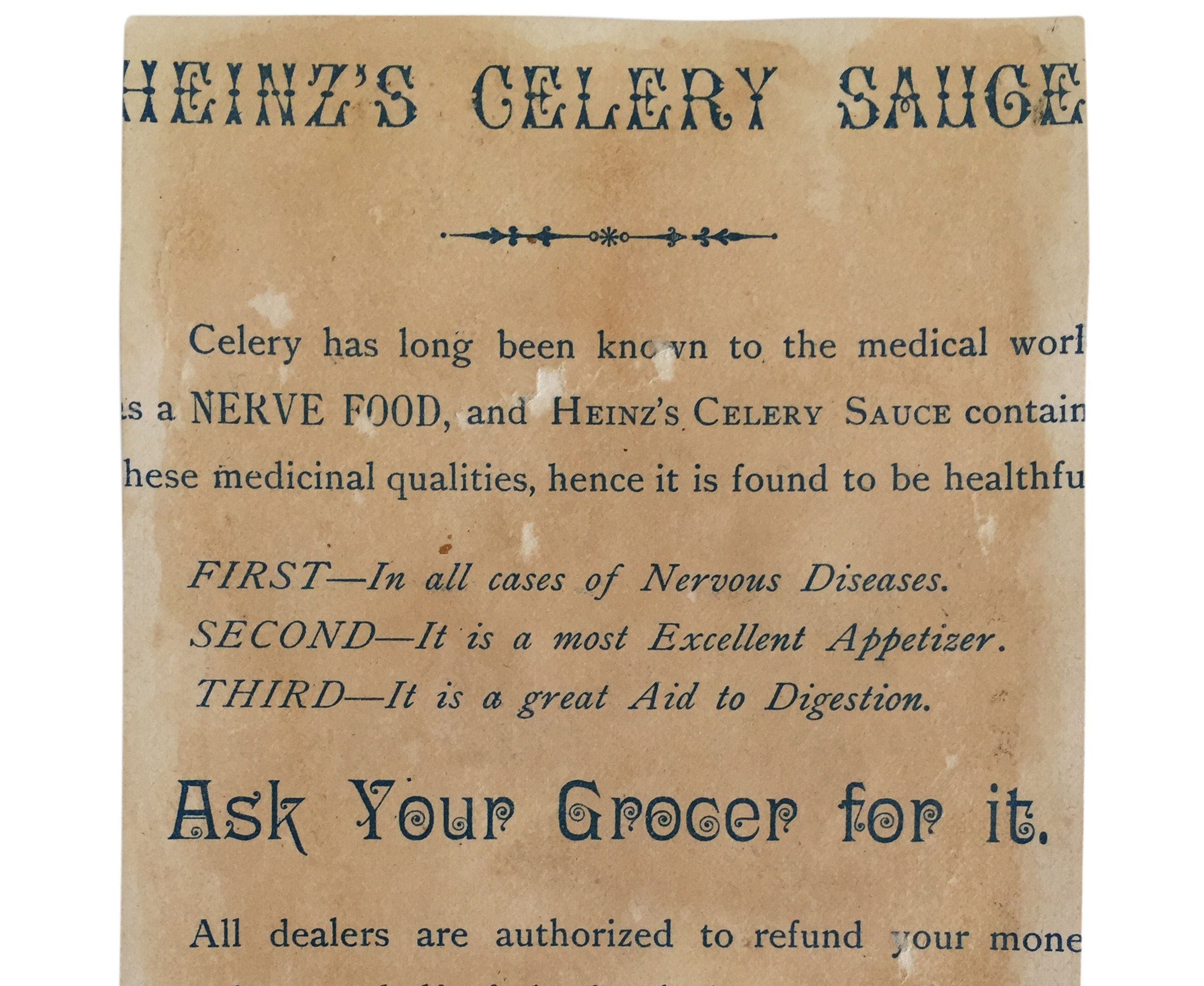 Antique Heinz's Celery Sauce Advertising Card H.J. Heinz Etsy