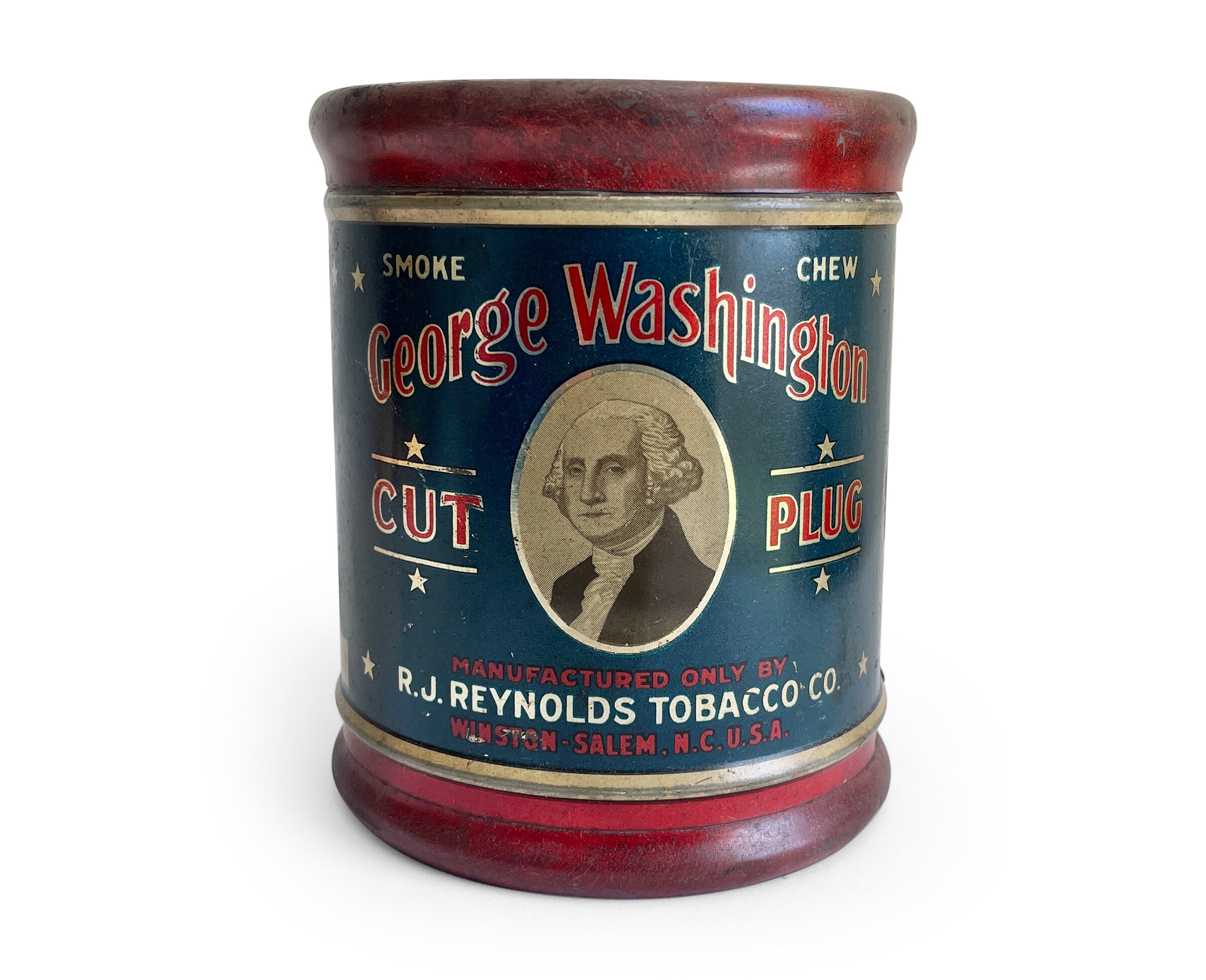 washington tobacco outlet Vintage George Washington Cut Plug Tobacco Tin With Round Lid, Antique  Advertising Canister for Rustic General Store or Home Decor
