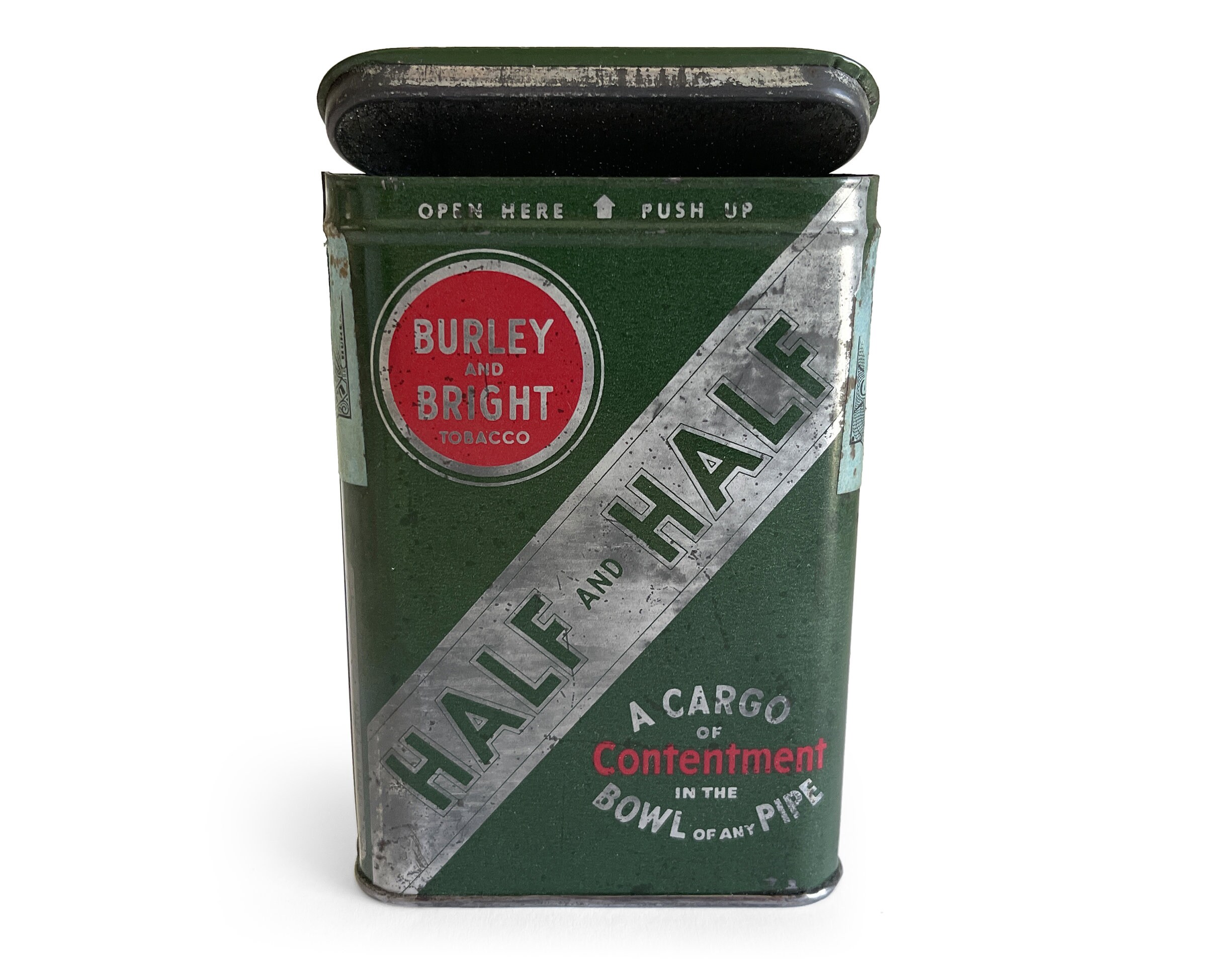 Vintage Half and Half Pocket Tobacco Tin, Tobacco Cans, General 