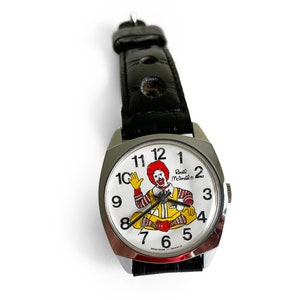 Ronald McDonald 1970s Wristwatch, Retro Watch, Vintage McDonald&#39;s Swiss Made Timepiece with Case, Pop Culture Memorabilia, Hand Winding