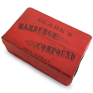 Emballage en papier médical antique, Clark’s Hamburgh Compound Unopened Package, Quack Medicine, vintage Medicinal Snake Oil, Étiquette en papier