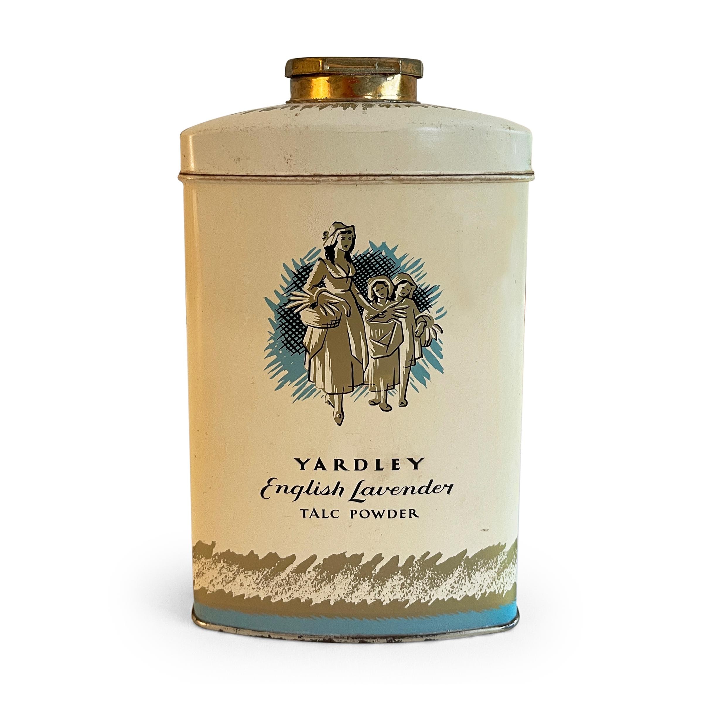 Vintage Yardley English Lavender Talcum Powder Tin, 1950s Bathroom