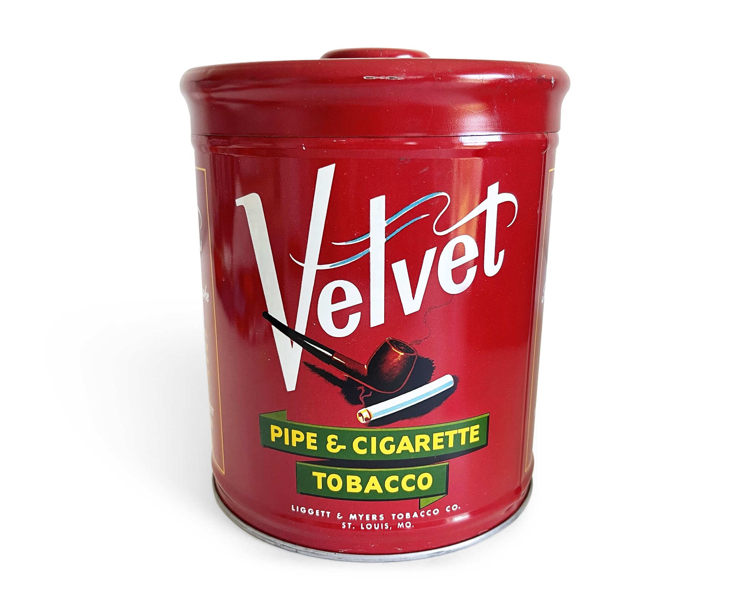 Vintage Tobacco Tin Velvet Tobacco Canister with Knob Lid Etsy