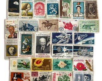 1960-69 Commemorative Postage Decade Set, 192 Used Stamps, Birth Year Gift