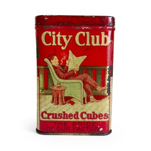 Vintage City Club Tobacco Tin: Antique Rustic General Store Advertising Collectible Can