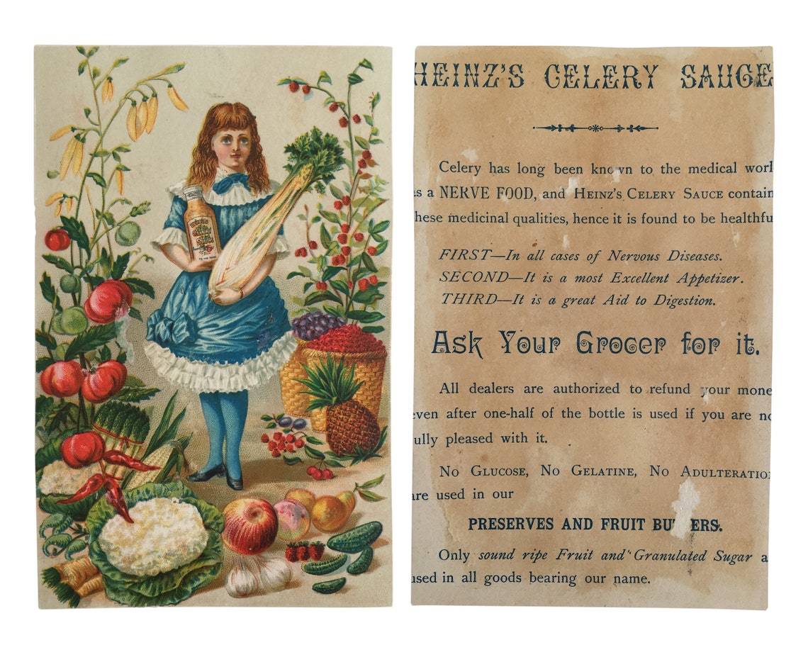 Antique Heinz's Celery Sauce Advertising Card H.J. Heinz Etsy