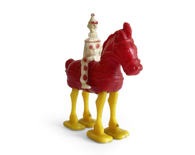 Circus Horse and Clown Ramp Walker, Vintage Plastic Toy, Retro Walkies