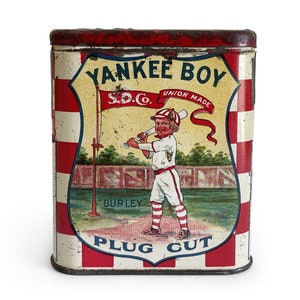 Vintage Yankee Boy Tobacco Tin Blond Boy Variation, Antique General Store Advertising Can for Rustic Home and Display Decor