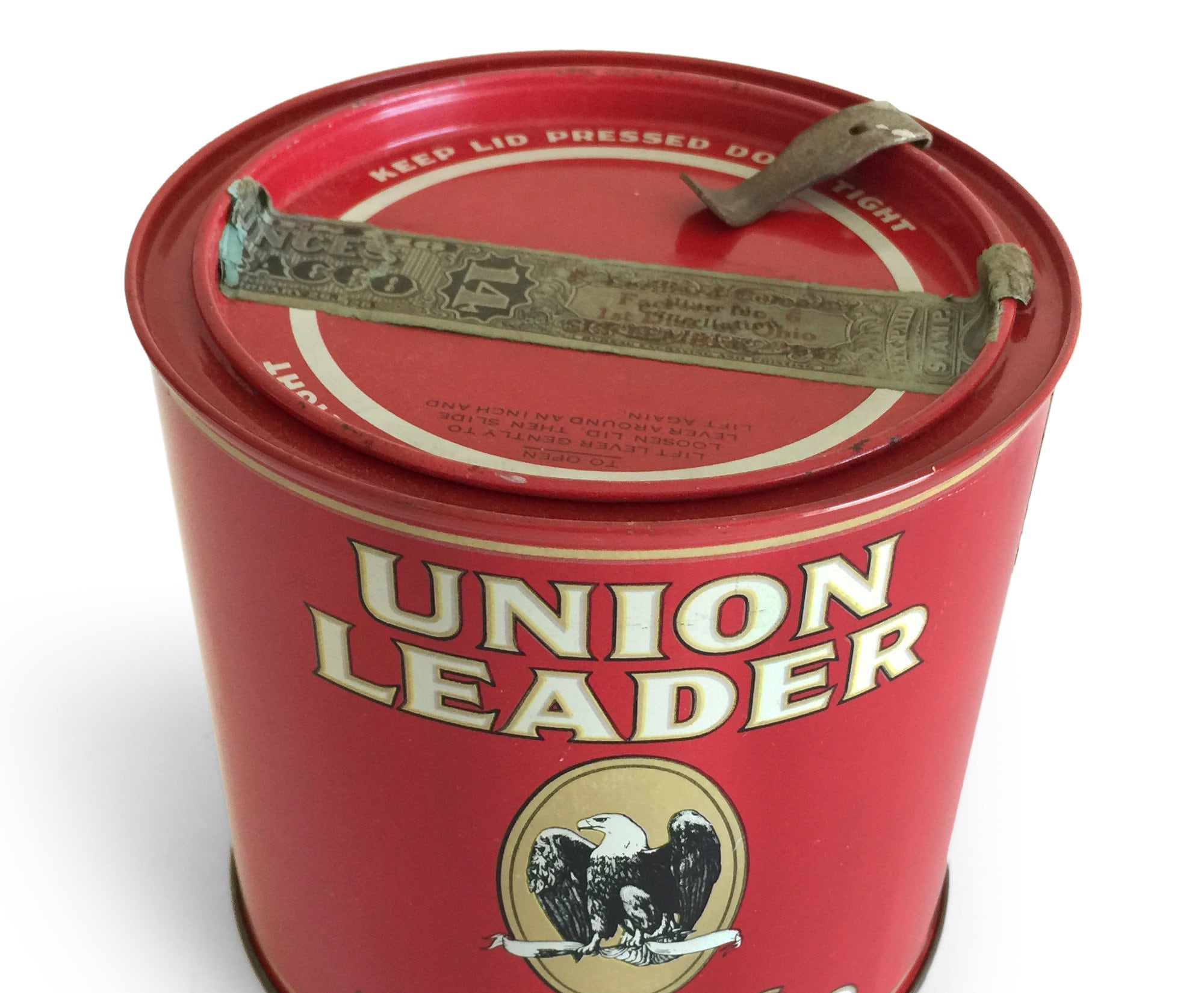 union leader tobacco can Vintage Tobacco Tin, Union Leader Tobacco Canister Key Wind Lid, Humidor  Tobacco Cans, General Store Advertising Tins, Rustic Red Decor