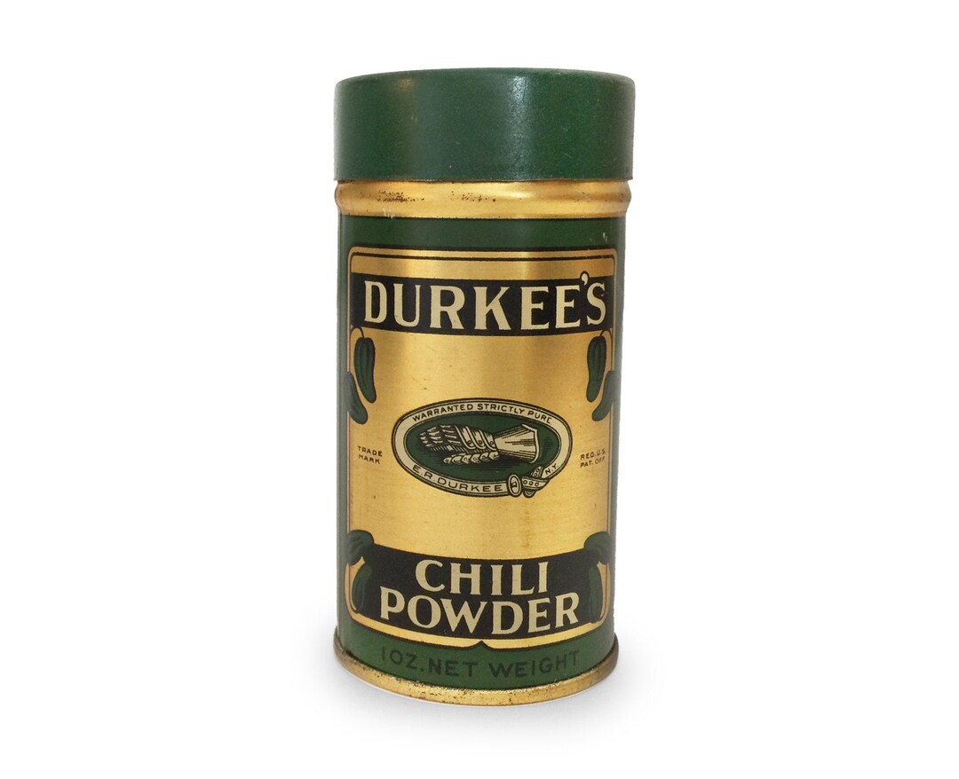 Vintage Spice Tin Durkee's Chili Powder Can General Etsy