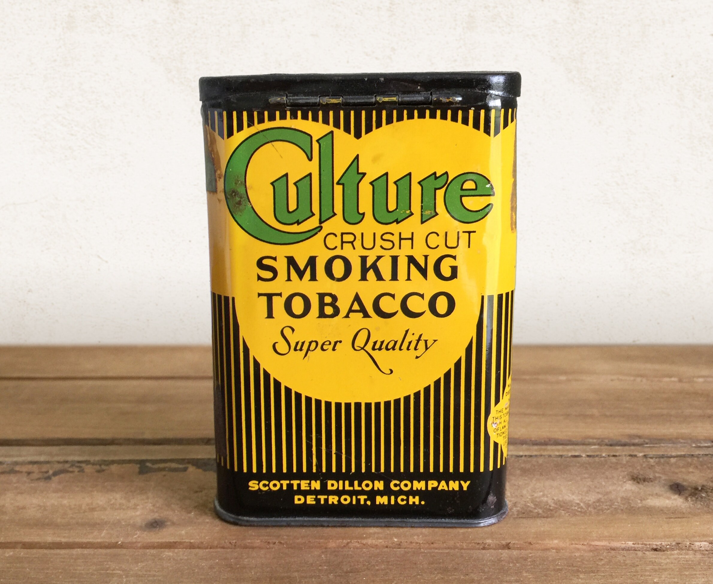 Vintage Tobacco Tin, Culture Crush Cut Pocket Tobacco Can, General Store  Advertising Tins, Antique Cigarette Case, Small Metal Box