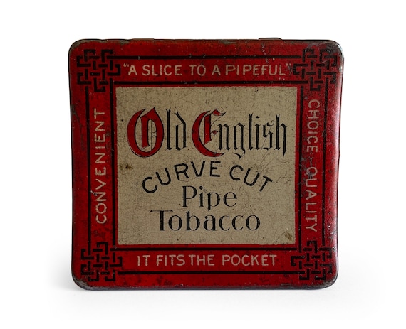 Vintage Old English Tobacco Pocket Tin, Old English Curve Cut Pipe Can,  Tobacco Advertising, General Store Tins, Rustic Decor, Stash Box