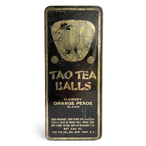 Vintage Tao Tea Balls Tin, Orange Pekoe Tea Can, Food Advertising, Tea Storage Box, Asian Decorative Tins, Tea Caddy, Kitchen Decor image 1