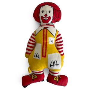 1980s Ronald McDonald Cloth Doll, Happy Meal Toys, Clown Dolls, McDonalds Collectible, Vintage Stuffed Doll, Food Advertising