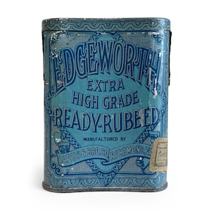 Vintage Tobacco Tin, Edgeworth Concave Pocket Tobacco Can, Tobacco Advertising, General Store Tins, Metal Cigarette Case, Antique Tinware