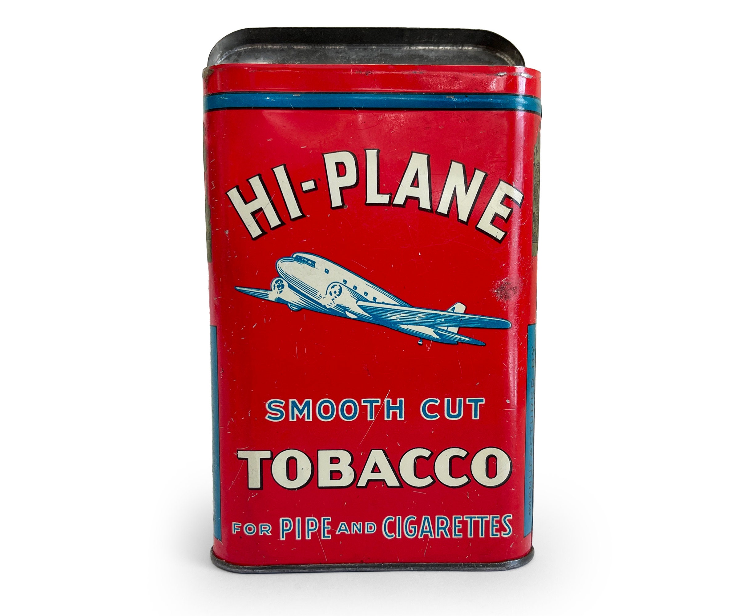 Vintage Hi-plane Dual Engine Pocket Tobacco Tin With Tax Stamp, Rustic  General Store Advertising Collectible Can