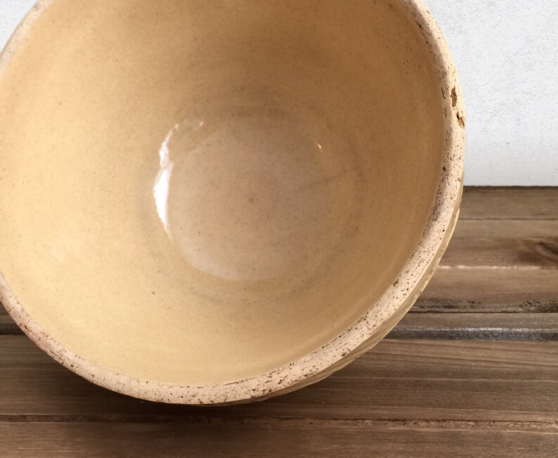 Roseville Pottery 104 US Vintage Yellowware Bowl with Brown Bands McCoy Pottery Bowl Rustic Kitchen Decor Stoneware Mixing Bowl