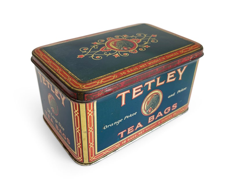 Vintage Tea Tins Tetley Tea Bags Tin Rustic Kitchen Etsy