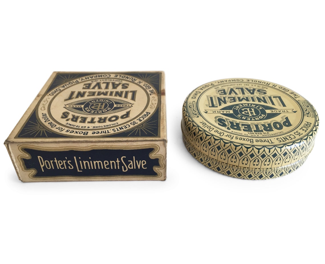 Vintage Porter s Liniment Salve Tin And Box Packaging Etsy