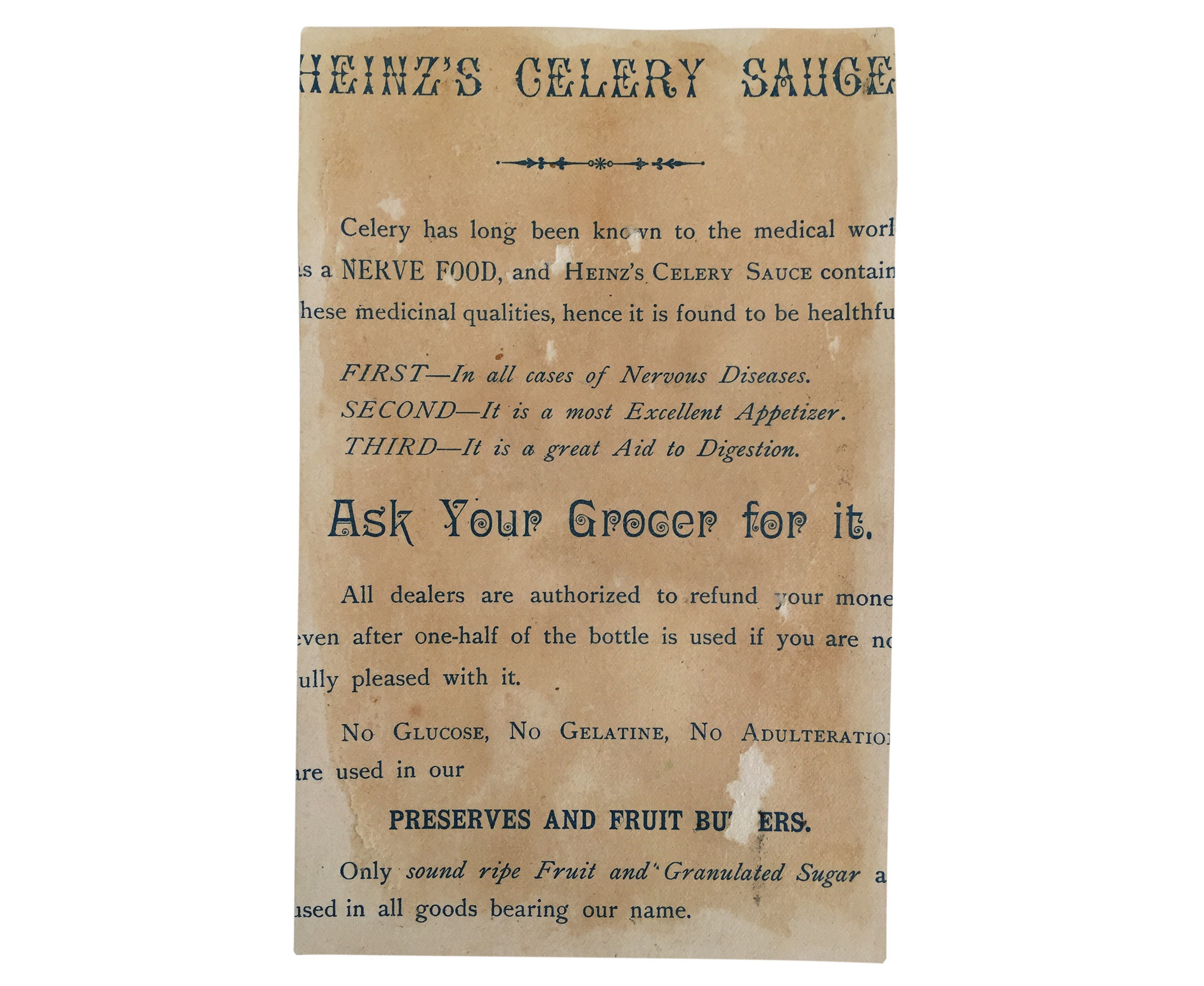 Antique Heinz's Celery Sauce Advertising Card H.J. Heinz Etsy