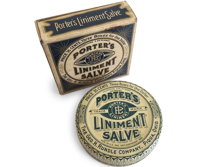 Vintage Porter's Liniment Salve Tin and Box General Store Etsy