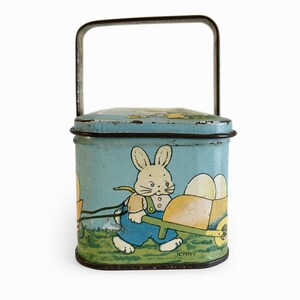 Vintage Peter Rabbit Easter Greeting Tin, Metal Basket With Bail Handle ...