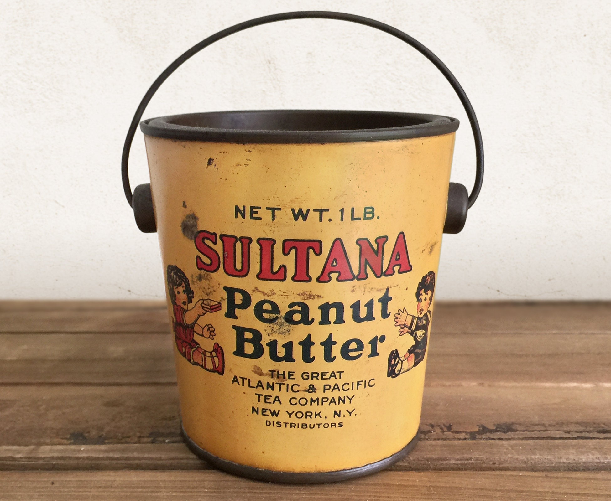 Vintage Peanut Butter Tin, Sultana Peanut Butter Pail 1 LB