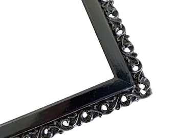 Black Frame, Vintage Gesso Picture Frames, Gallery Wall, Ebony Ornate Plaster Wood Wall Frame, Art Framing, Baroque, Victorian, Edwardian