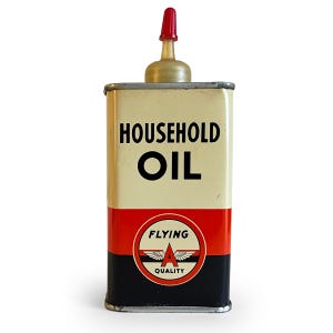 1940s Flying A Household Oil Tin, Unopened Full Tin, Vintage Motor Oil Cans, Mid Century Handy Oiler Can, Man Cave, Manly Decor, Automotive
